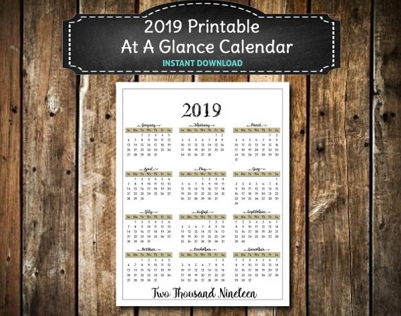 2019 printable elegant black calendar at