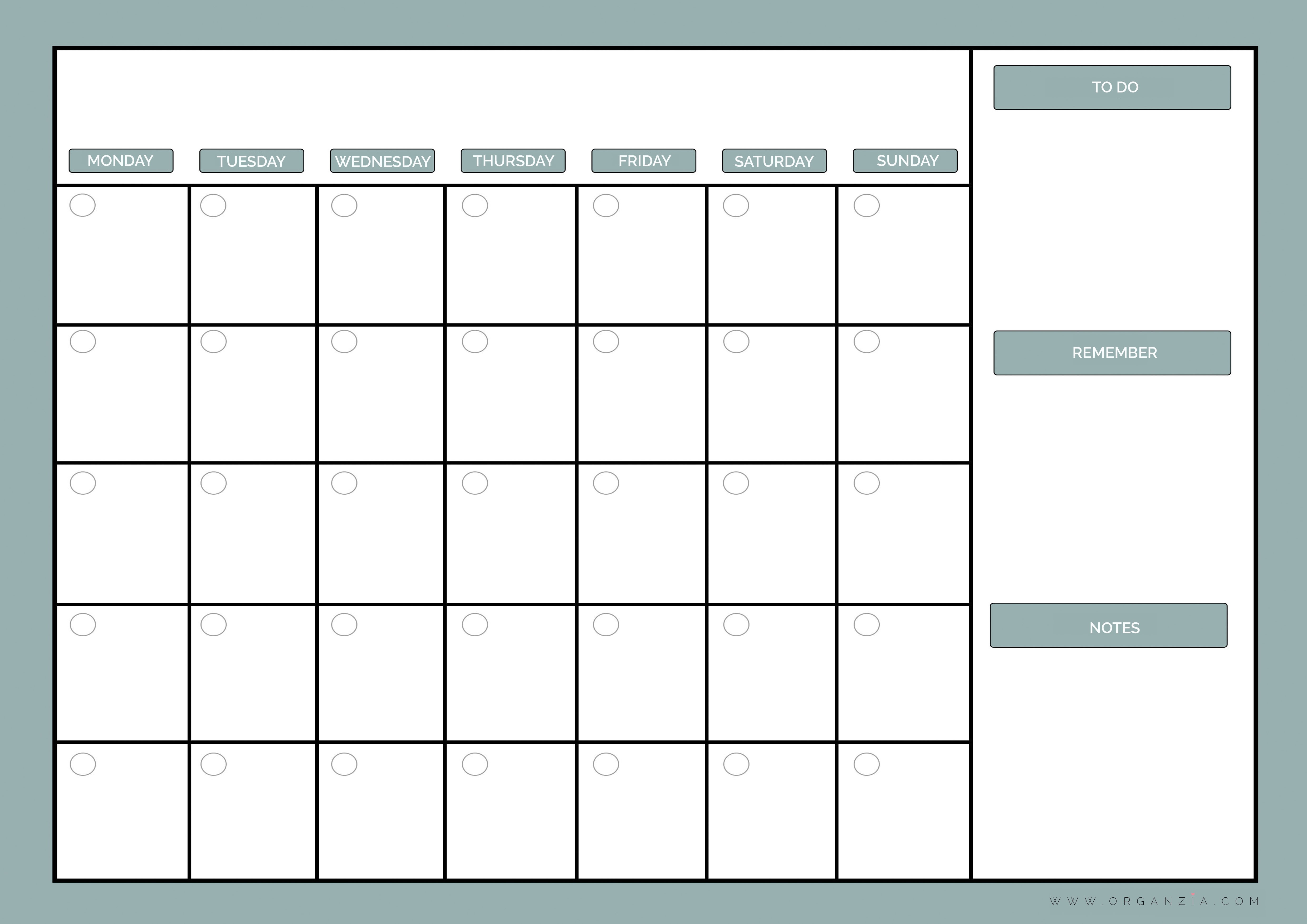 Blank Monthly Planner Free