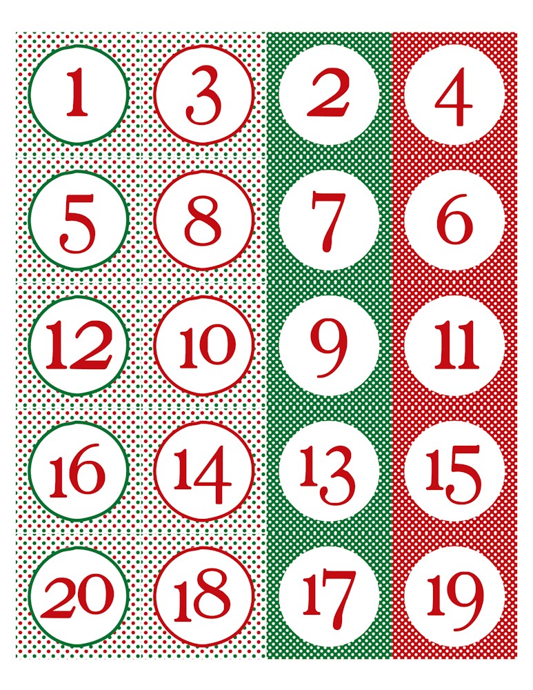 Advent Calendar Printable Numbers Printable Advent Calendar Numbers