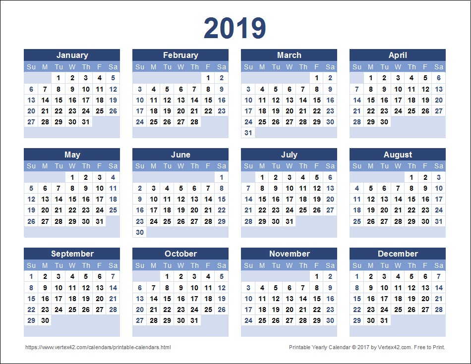 2019 calendar printable 1439