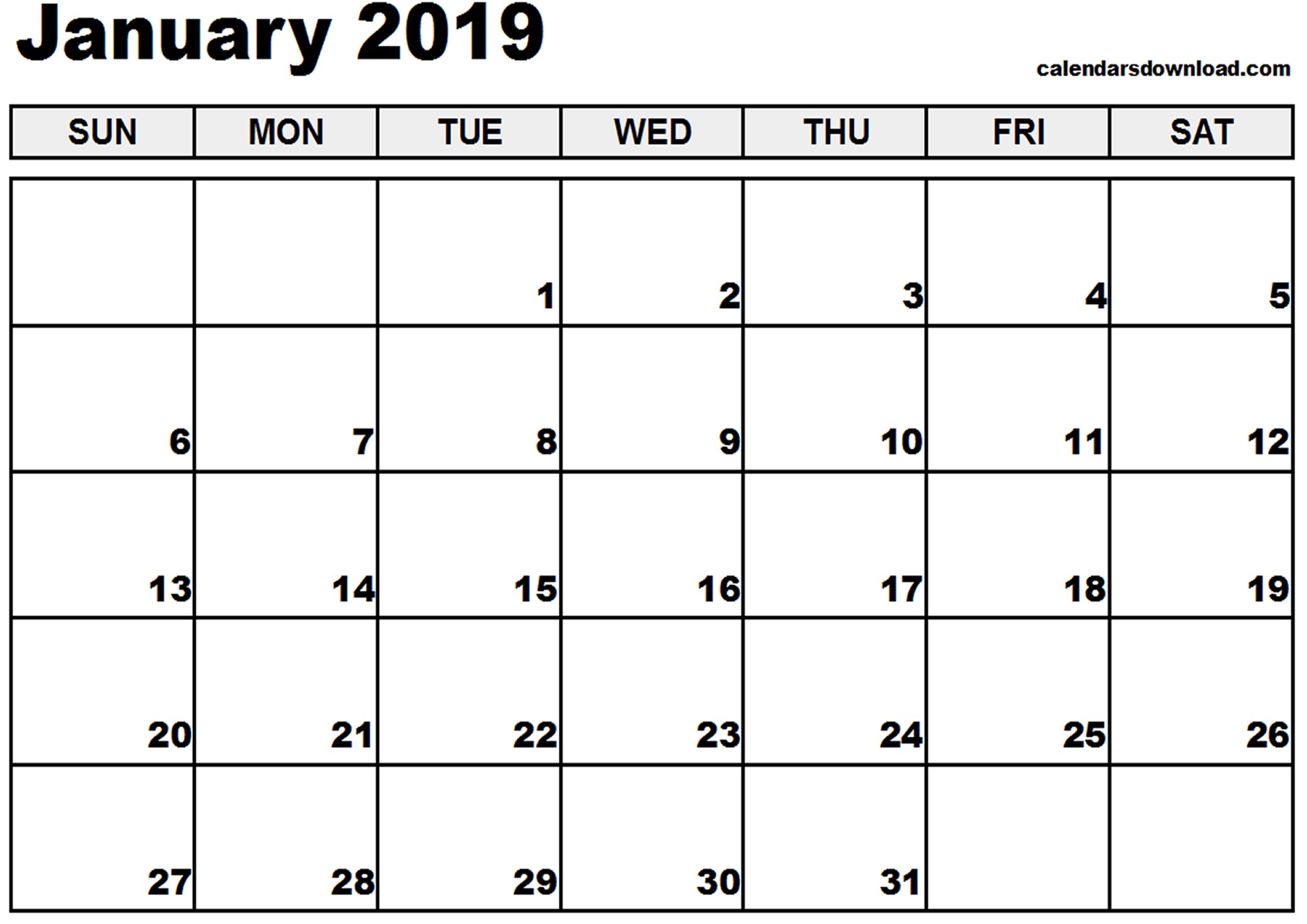 january 2019 printable calendar 1596