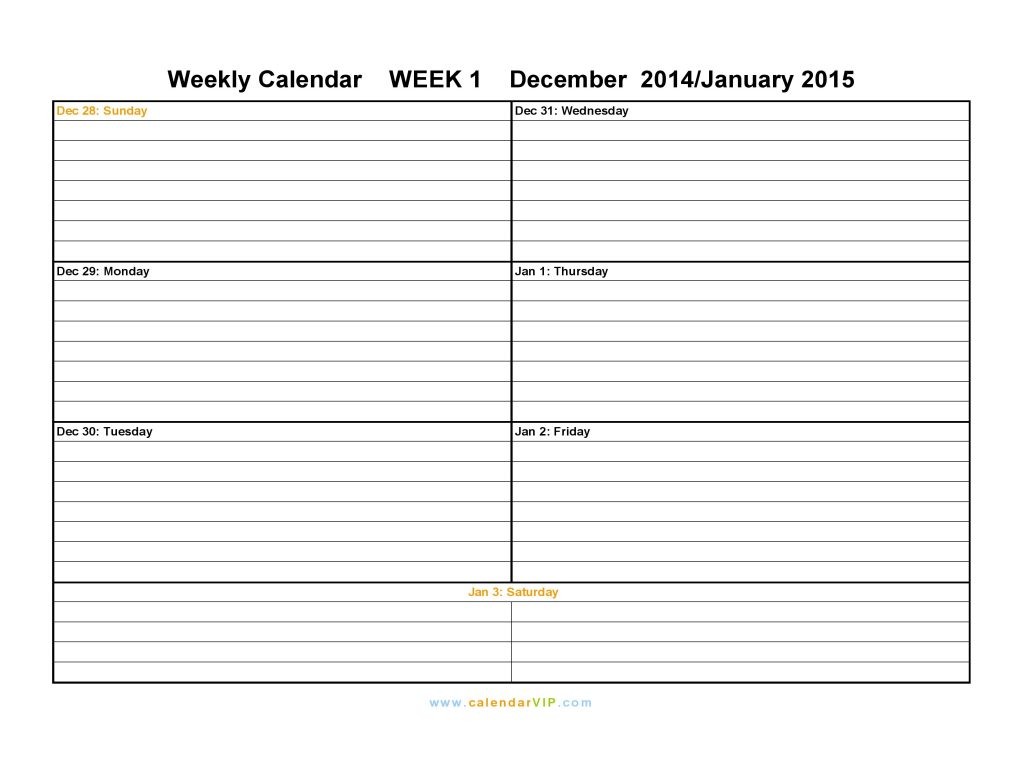 Calendar Printables Weekly Printable Weekly Calendars
