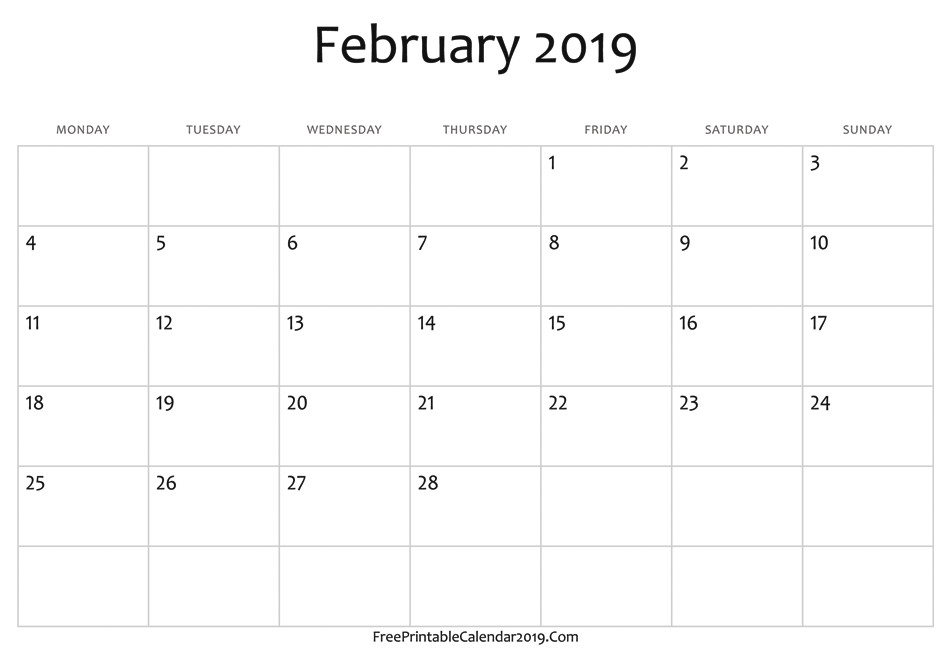 february 2019 calendar templates