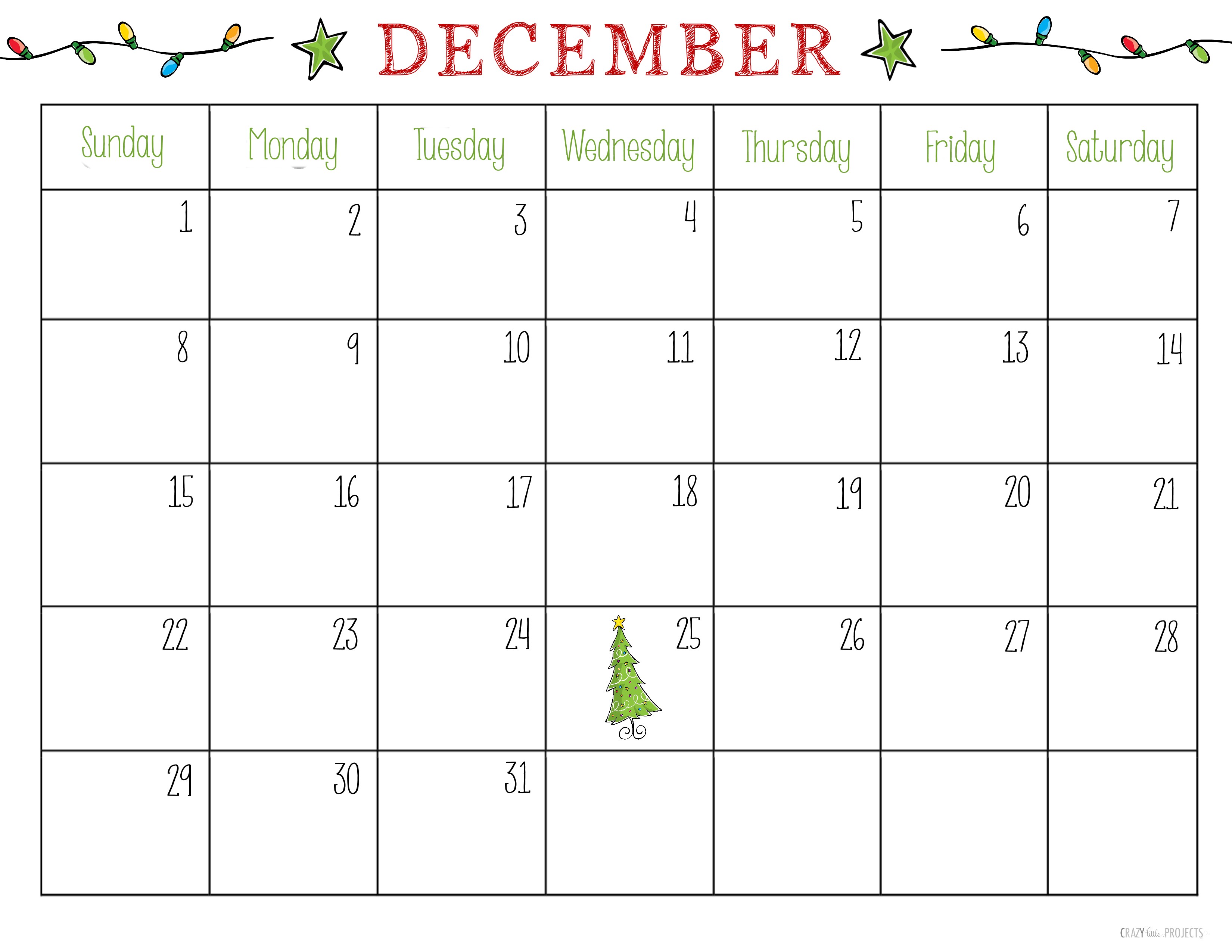 cute blank december calendar