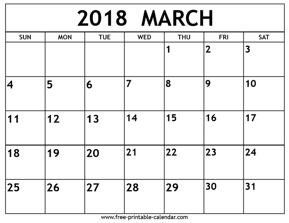 Free March Printable Calendar March 2018 Calendar Free Printable Calendar