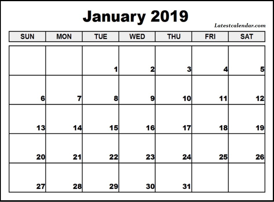 Free Printable 2019 Monthly Calendar Free Printable January 2019 Blank Templates