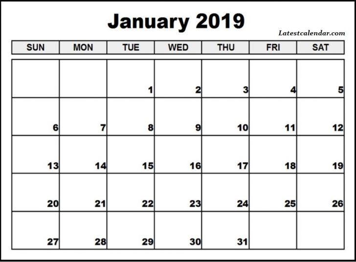 Monthly Calendar Template 2019 from www.bizzieme.com