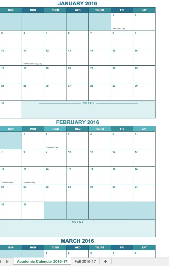 Free Printable Academic Calendar Academic Calendar Template