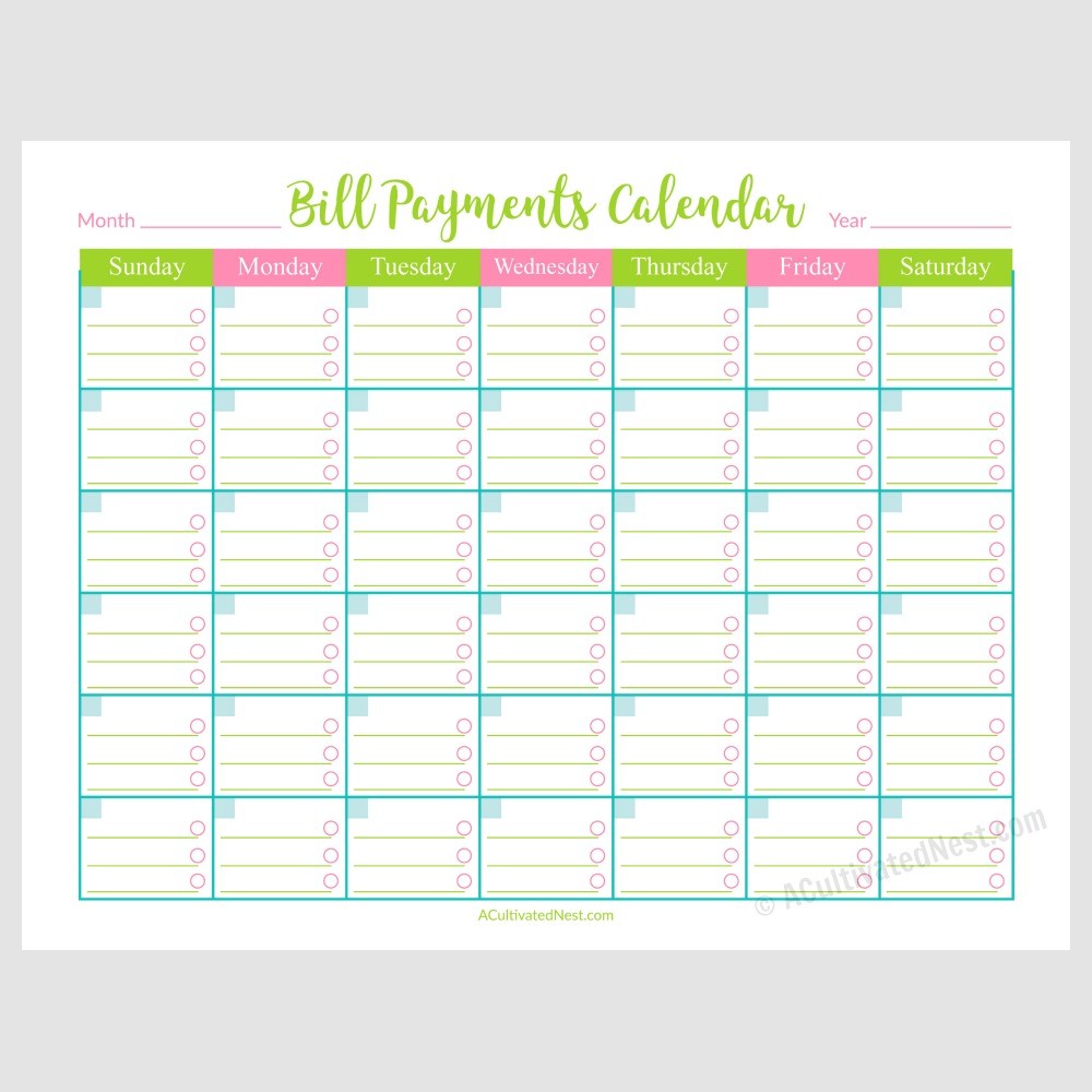 Awesome Free Printable Bill Payment Calendar Free Printable Calendar Monthly