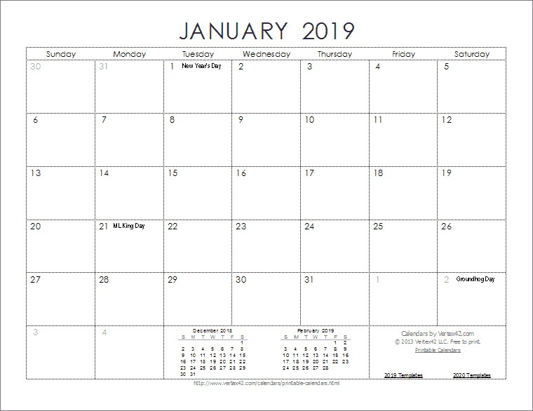 Free Printable Calendar Templates 2019 2019 Calendar Templates and