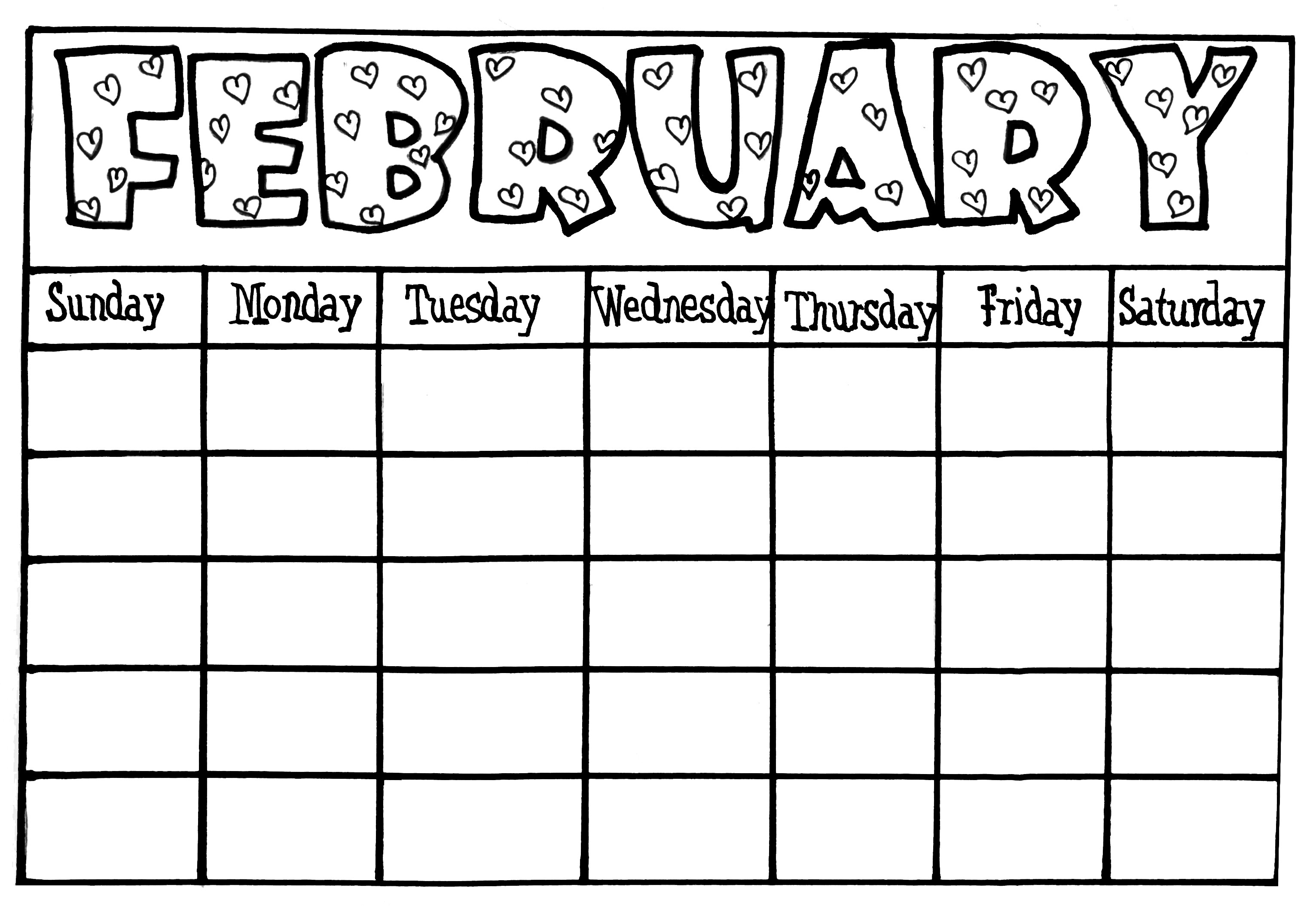 blank kids calendar