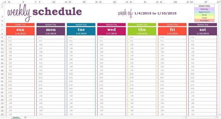 Weekly Calendar Template With Time Slots Excel