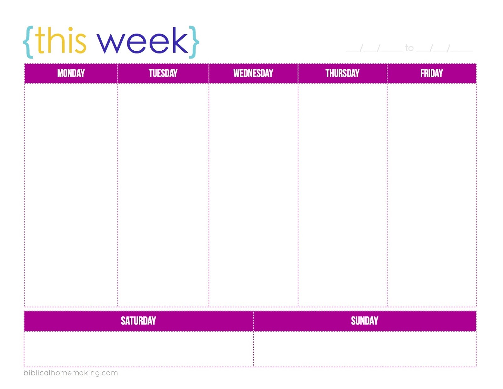 One Week Printable Calendar This Week A Free Weekly Planner Printable Biblical