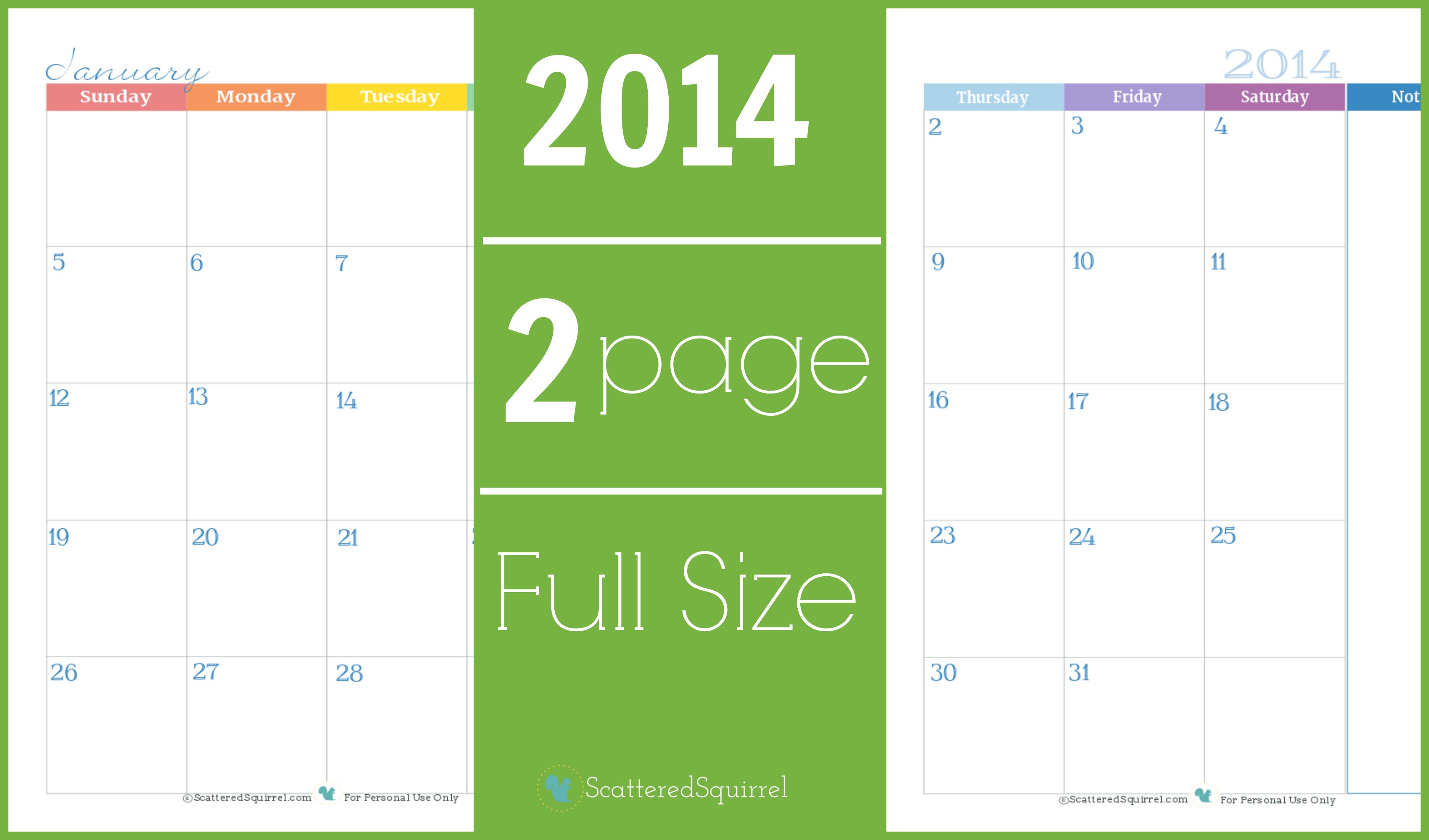 post 2 month per page full size calendar printable 2016