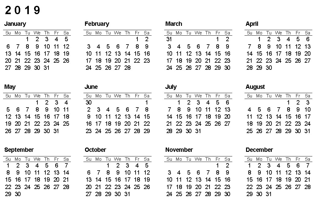 Printable and Editable Calendar 2019 2019 Yearly Calendar Editable Printable Letter
