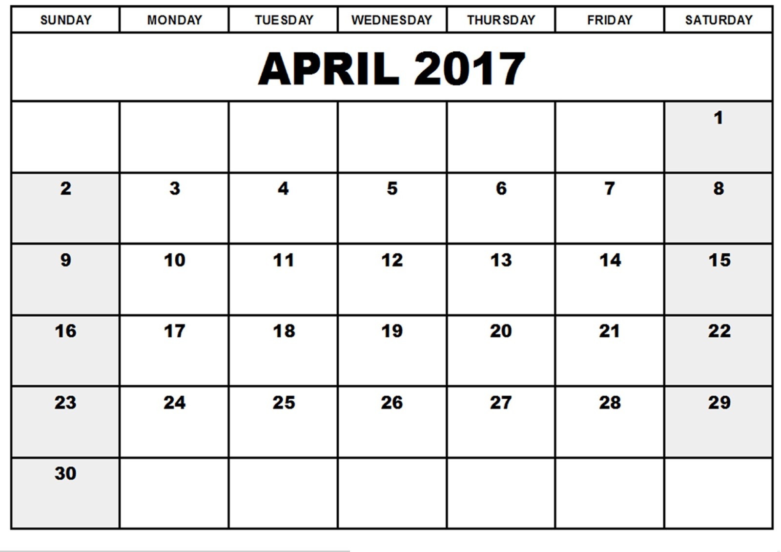 Printable April Calendar April 2017 Calendar Printable