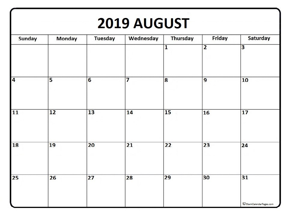 CAL=August 2019 calendar