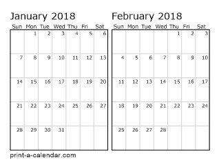 Printable Calendar 2 Months Per Page 2018 Two Months Per Page Printable Calendar