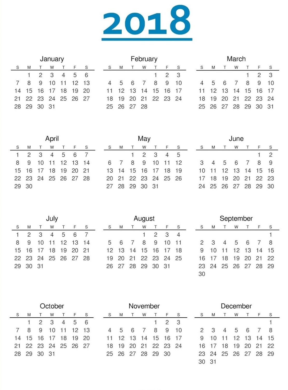 Printable Calendar Month 2018 Yearly Monthly Calendar Printable