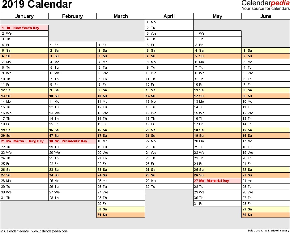 2019 calendar pdf templates
