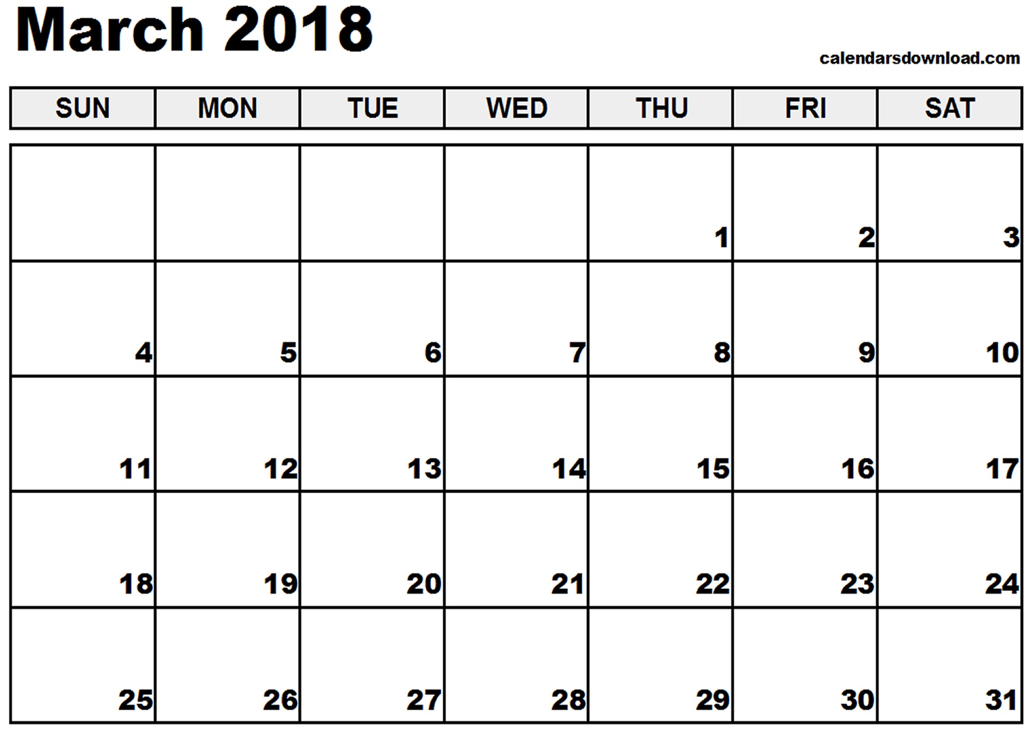 march 2018 calendar template 1543