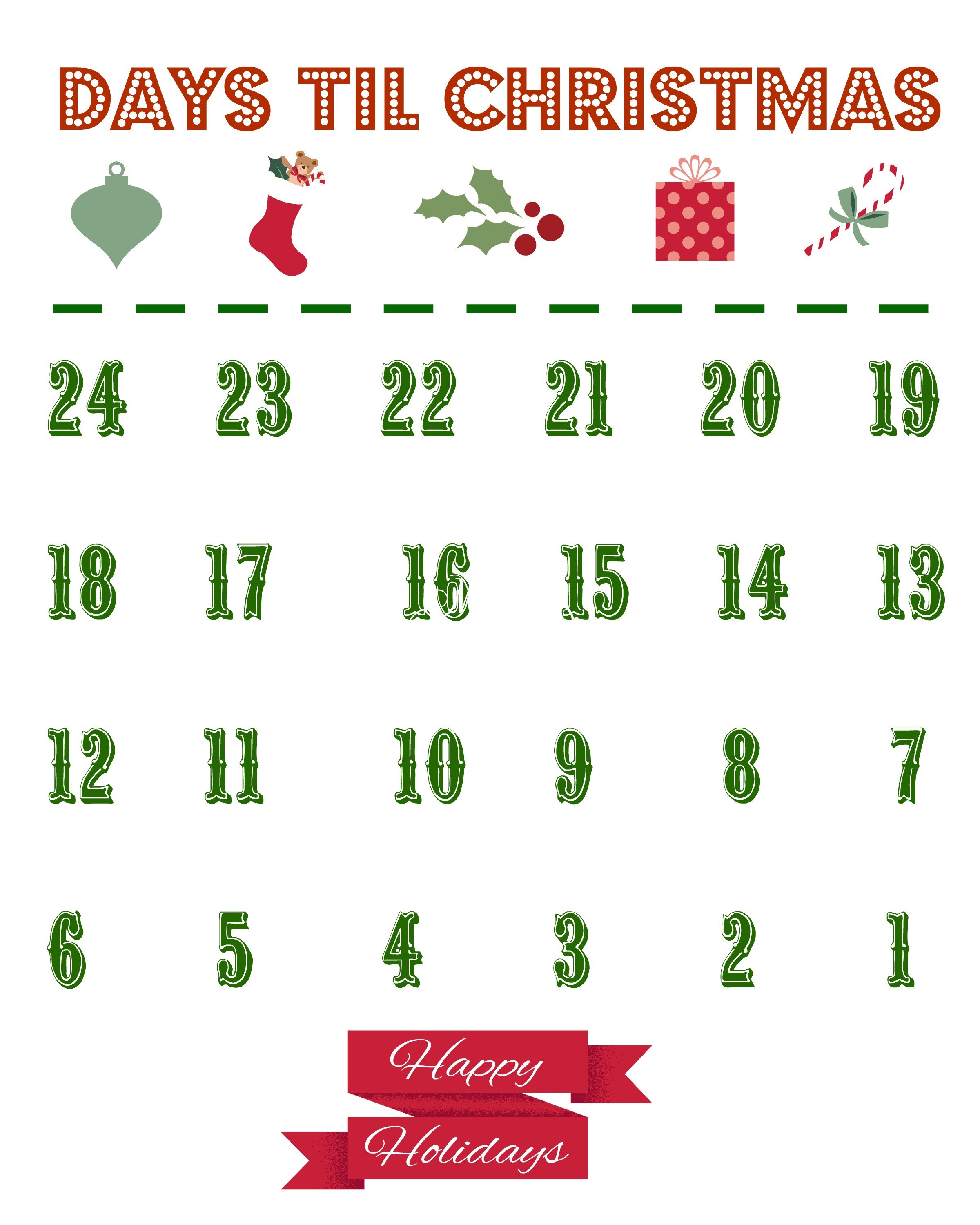 Printable Christmas Countdown Calendar Printable Christmas Countdown Calendar the Country Chic