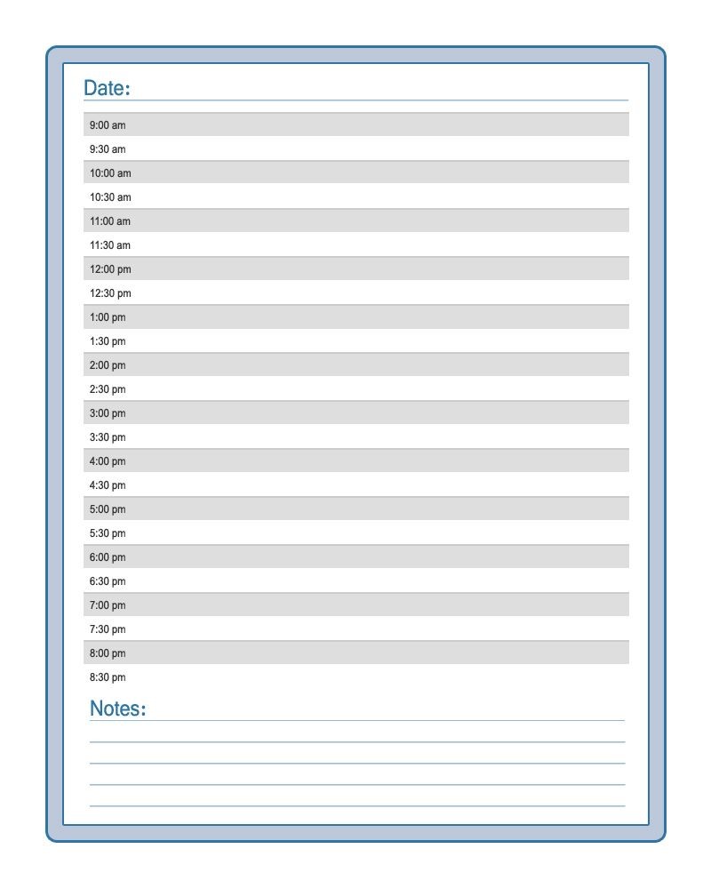 Printable Daily Calendar with Hours Free Printable Blank Daily Calendar