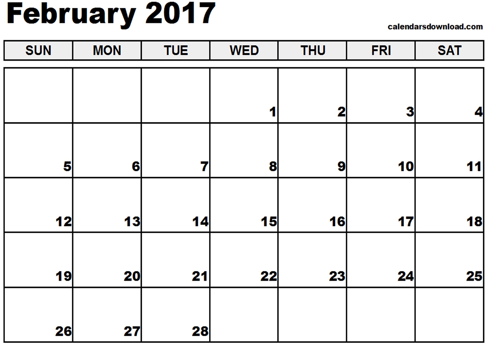 calendar 2016 printable february