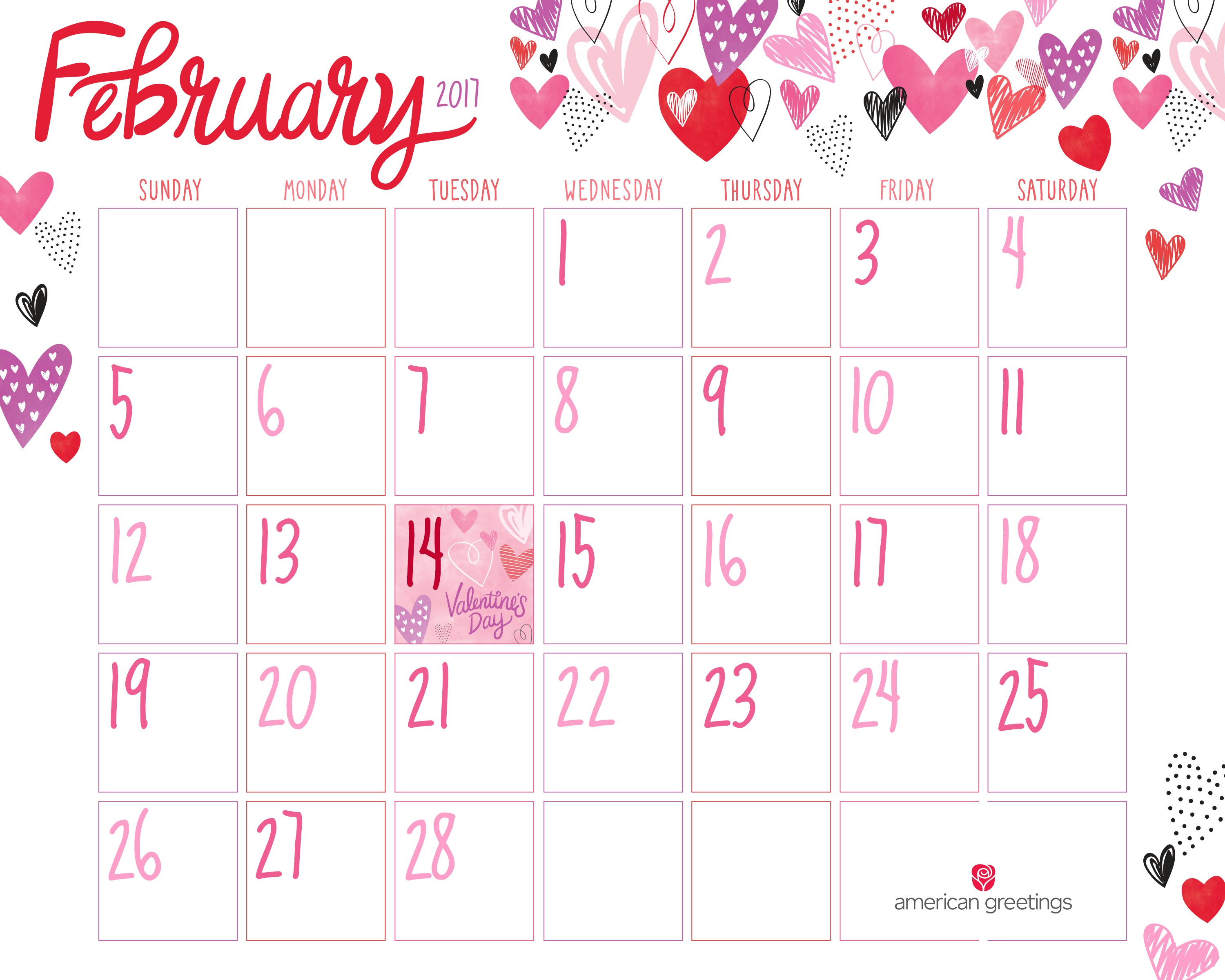 printable february calendar