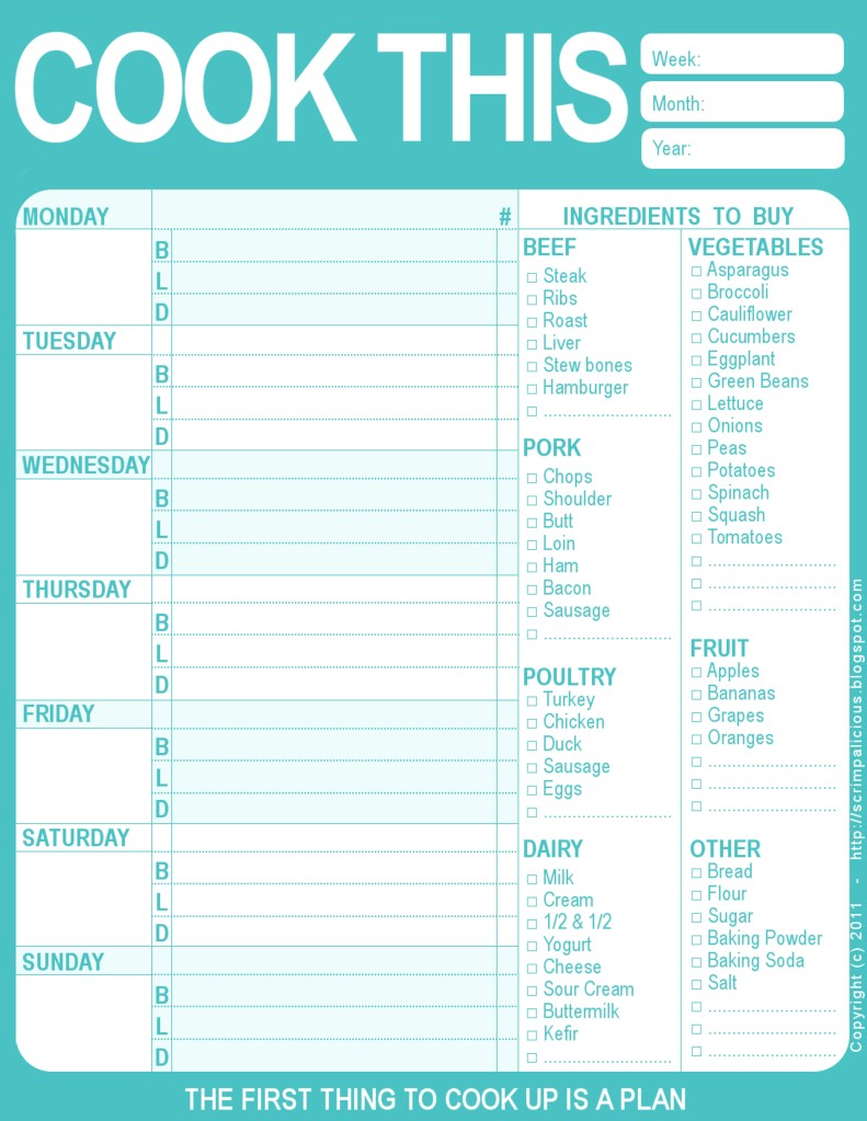 Printable Menu Calendar Favorite Menu Planning Printables Tips
