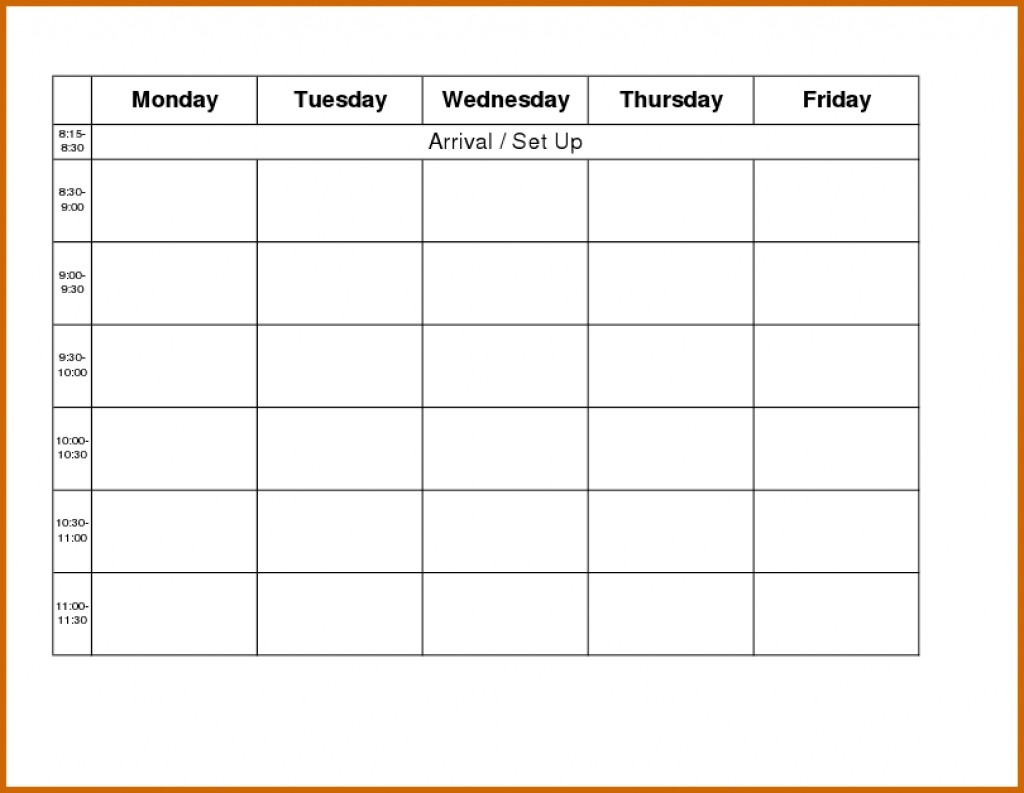Monday Thru Friday Calendar Template from www.bizzieme.com