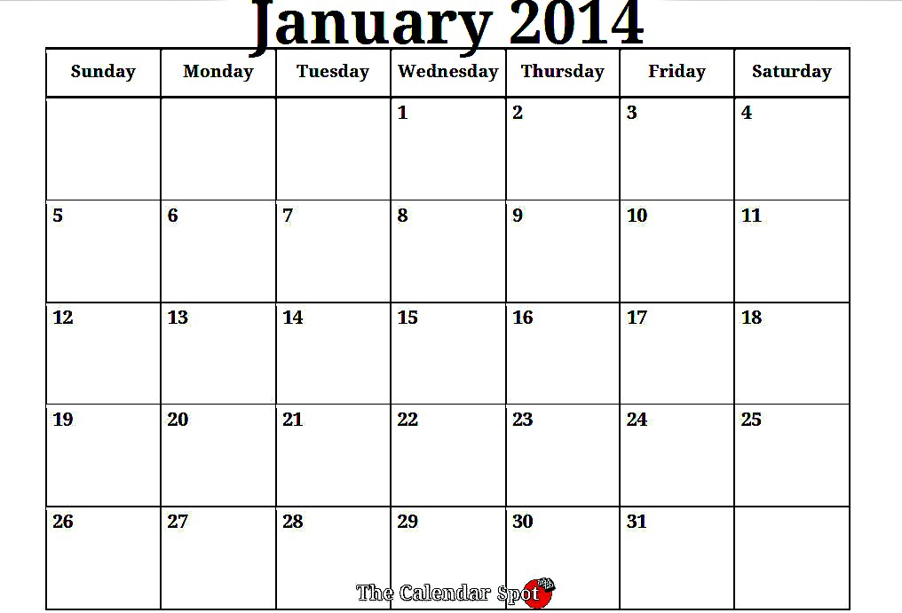 Printable Month by Month Calendar 2014 Calendar by Month Printable