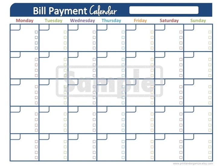 Bill Pay Calendar Template from www.bizzieme.com