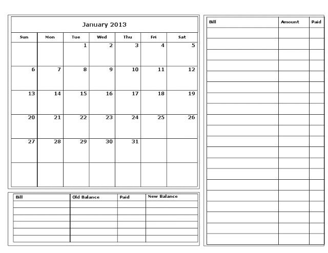 Printable Monthly Bill Calendar Search Results for “printable Monthly Bill Payment