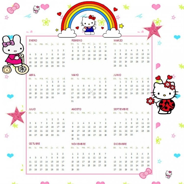 hello kitty 2018 printable calendar