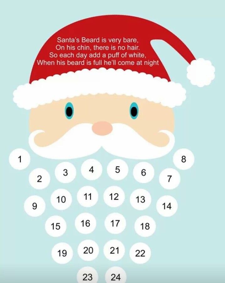 Santa Beard Advent Calendar Printable Santa Beard Advent Calendar