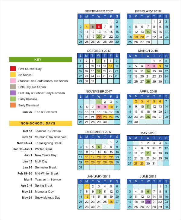 academic calendar template