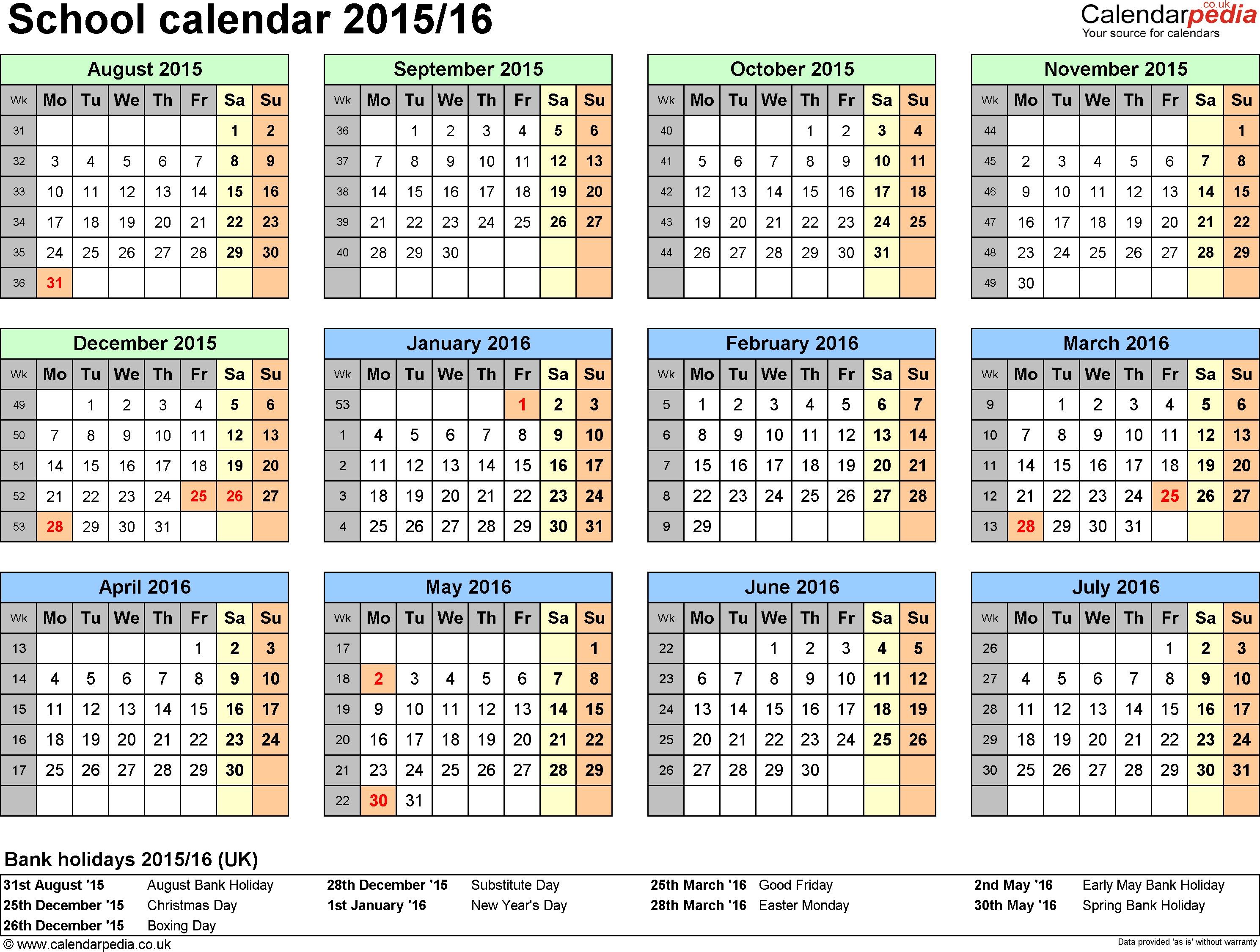 Free Printable Calendar Template 2016 from www.bizzieme.com