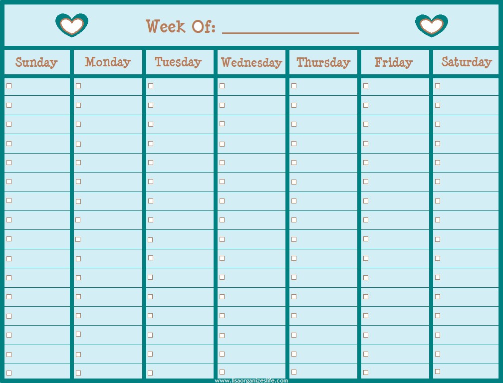 Weekly Calendar Free Printable Blank Week Calendar
