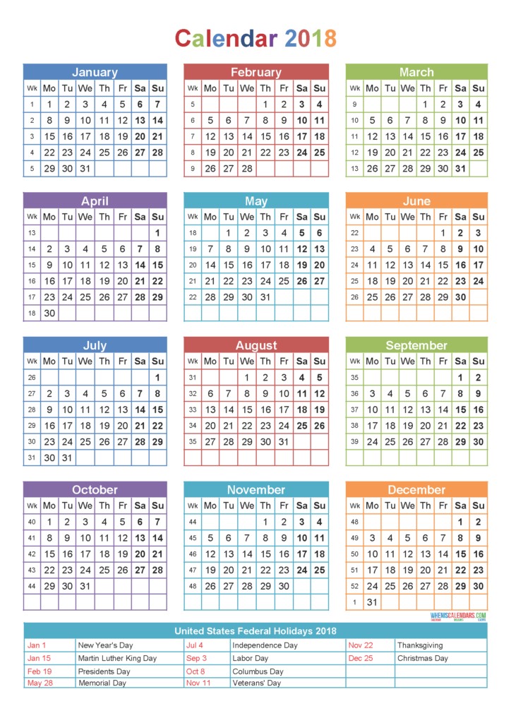 new year 2018 calendar printable