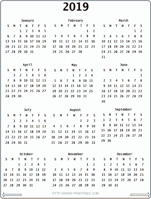 2019 Printable Calendar One Page 2019 Calendar Printable