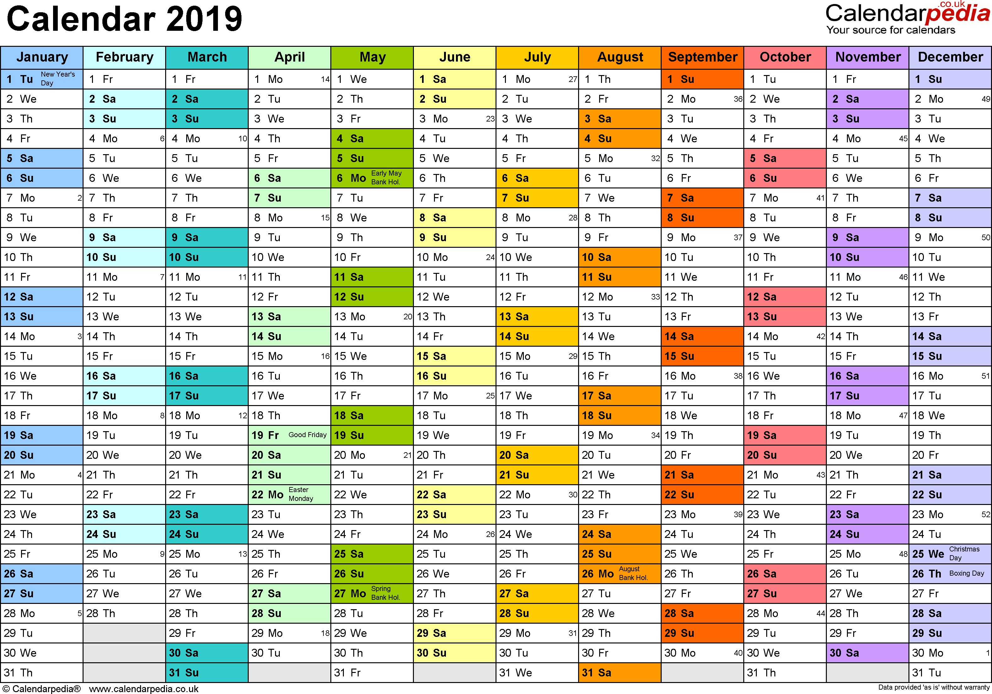 calendar 2019 pdf templates