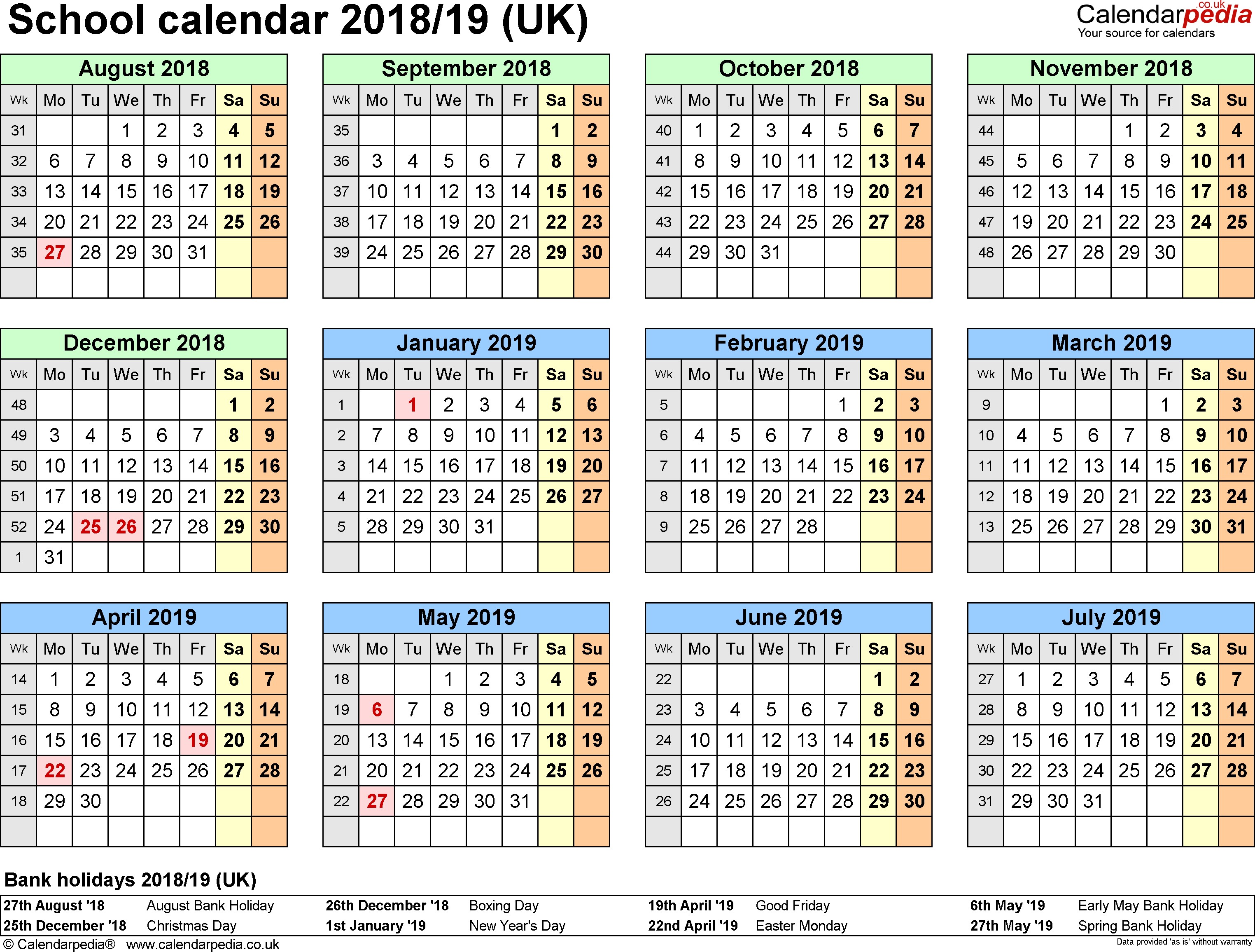 january 2019 calendar with holidays uk 340