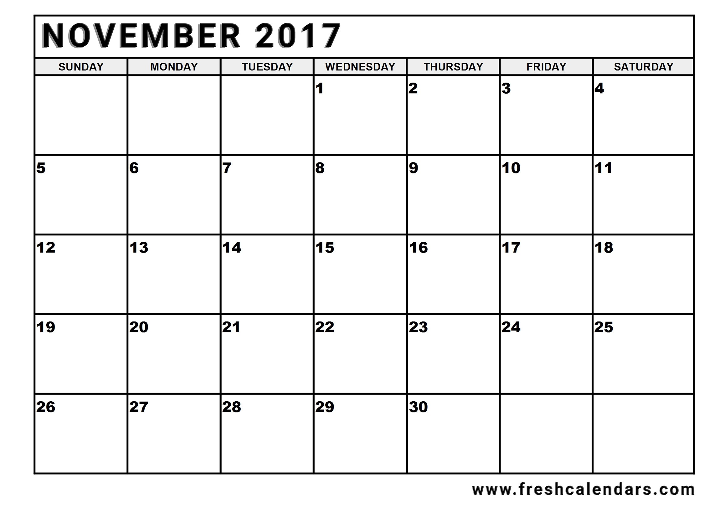 Calendar Printable Monthly November 2017 Calendar Printable Template with Holidays