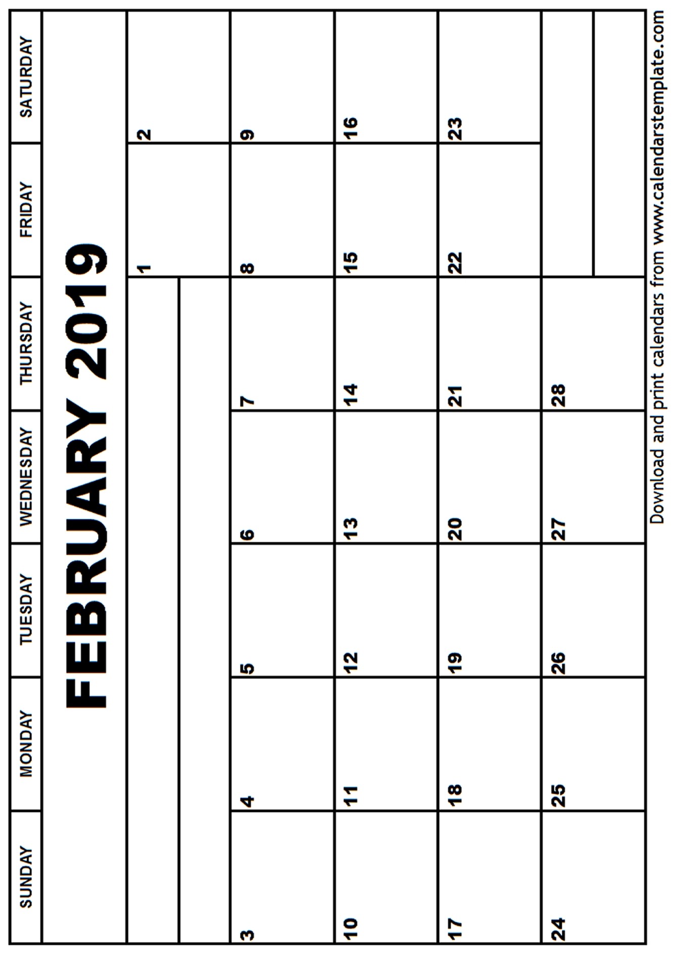 February 2019 Free Printable Calendar February 2019 Calendar Template