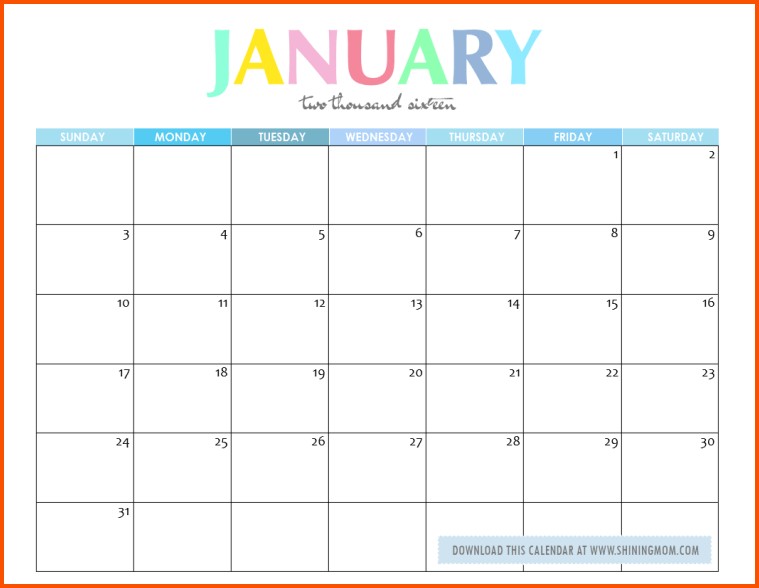 editable calendar 2015
