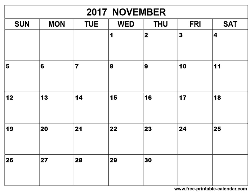 november calendar 2017 holidays