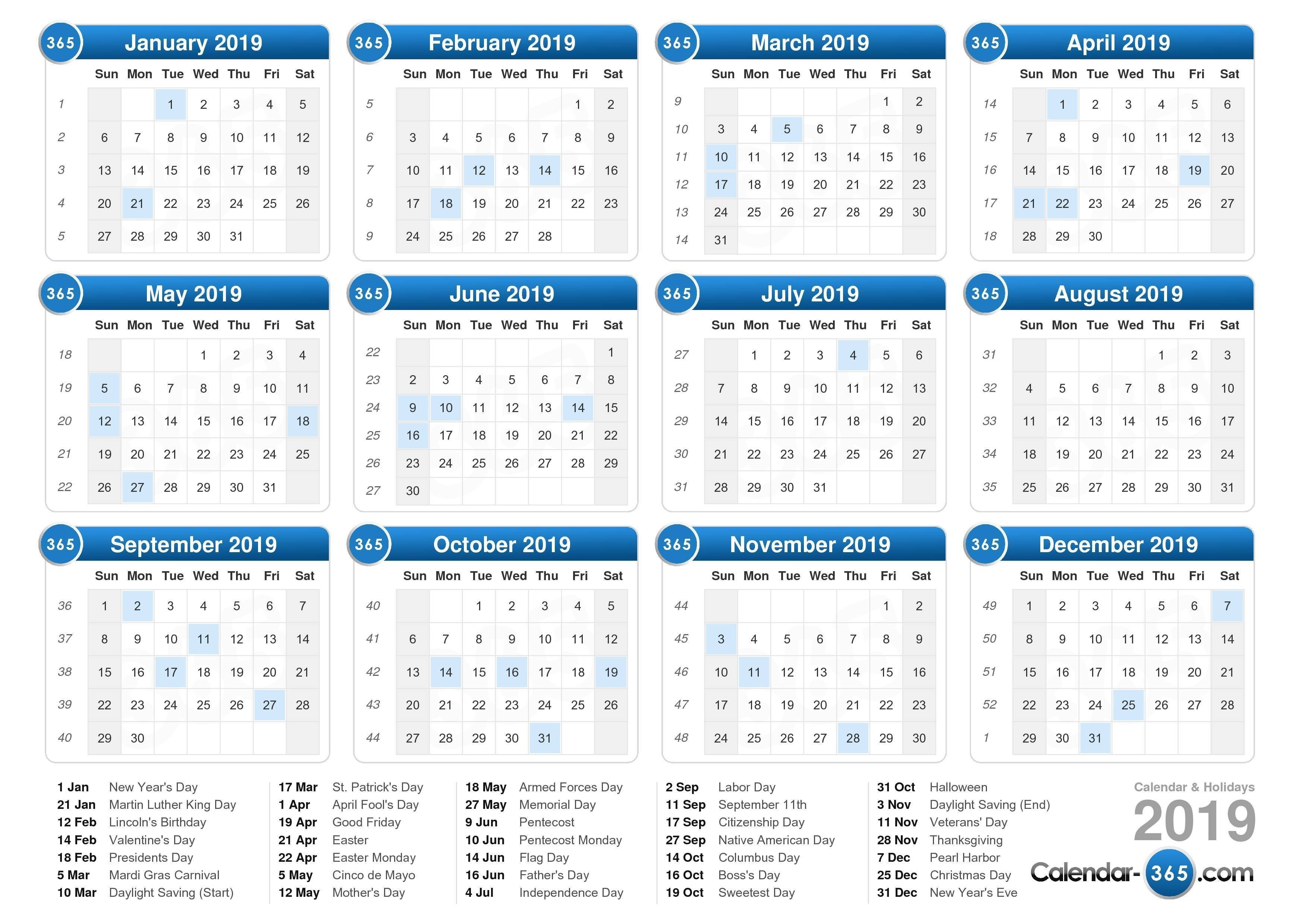 Printable Calendar 2019 Uk Printable Calendar 2019 with Holidays
