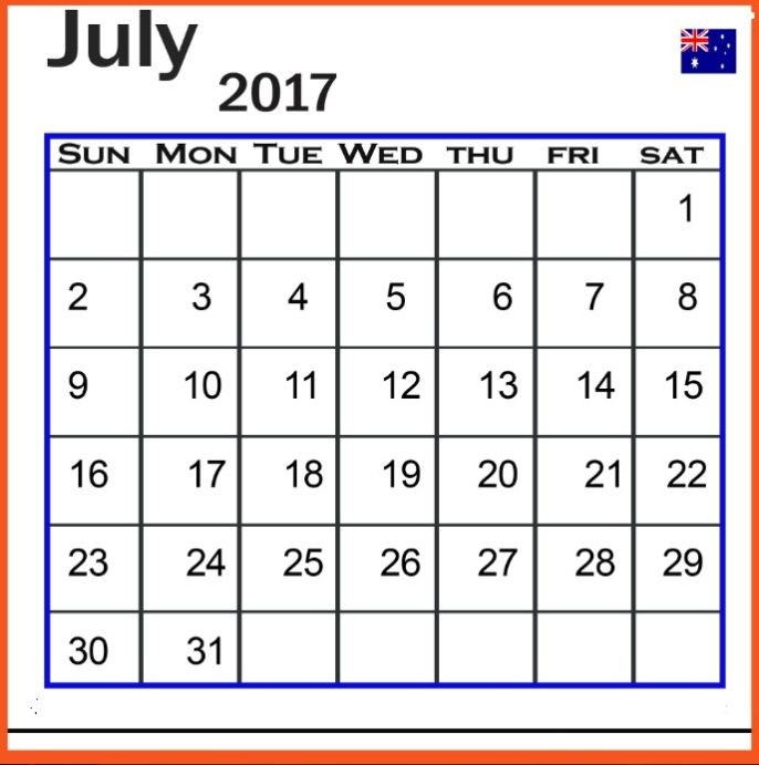 Printable Calendar Australia July 2017 Calendar Australia