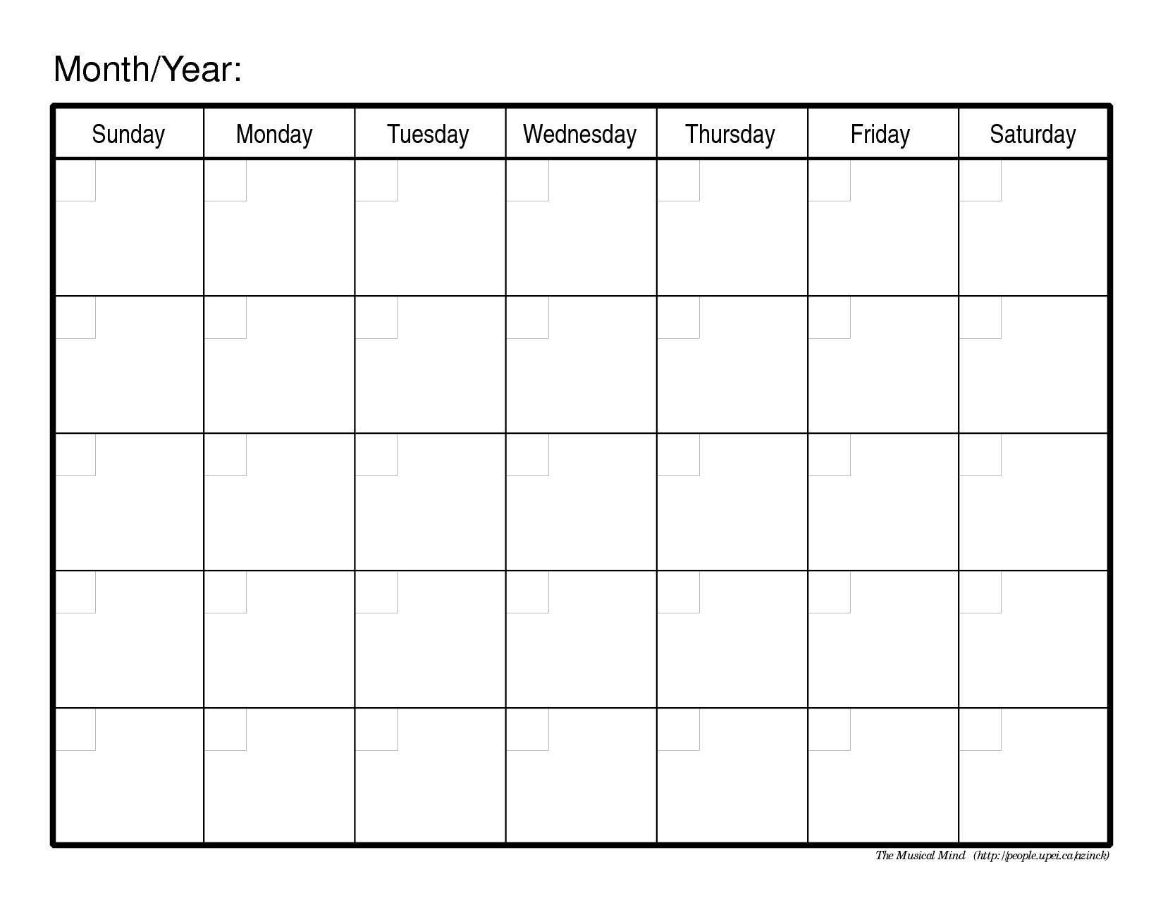 Printable Free Calendar Monthly Calendar Template